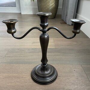 Restoration Hardware Bronze Metal Lightly Distressed 3 Candle Candlelabra Sz OS